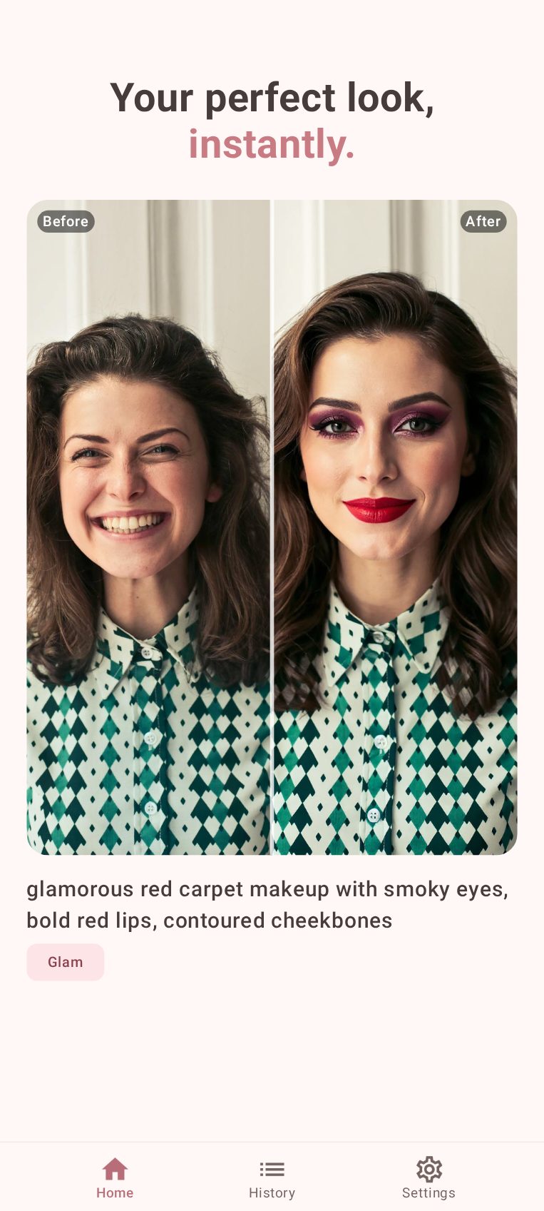 Makeup AI home screen